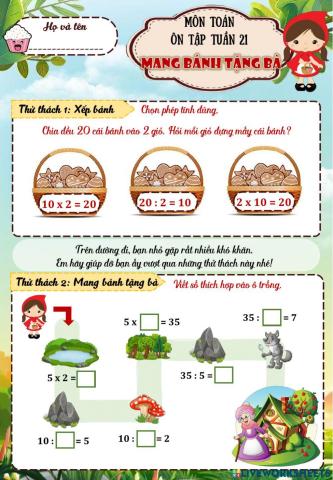 LỚP 2 - Toán- Phiếu bài tập cuối tuần 21