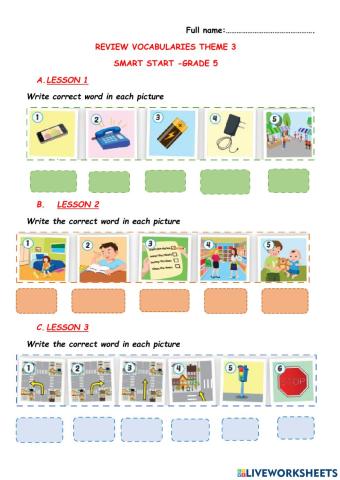 Review vocabulary Theme 3- Smart Start 5