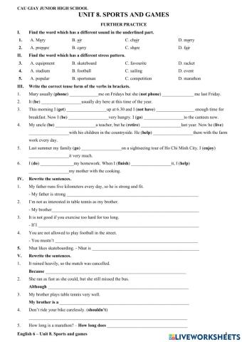 E6 - Unit 8 - Further Practice 1