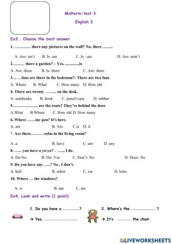 Đề thi giữa kì 2 lớp 3