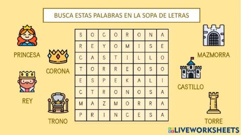 Sopa de letras castillos