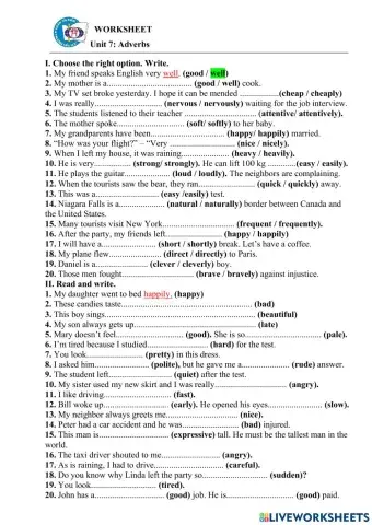 Unit 7: Adverbs