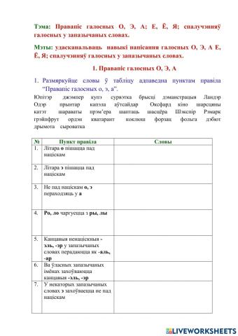 Правапіс галосных