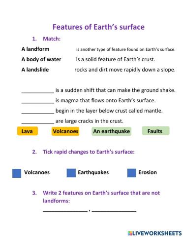 Features on Earth's surface