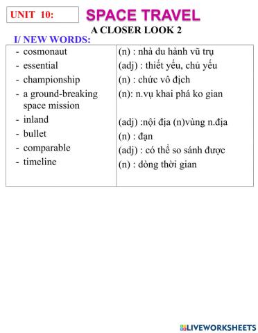 English 9- unit 10- A CLOSER LOOK 2