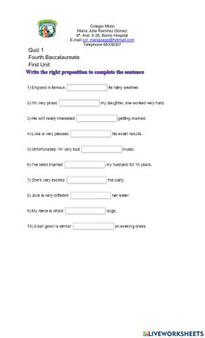 FOURTH BACCALAURETE QUIZ