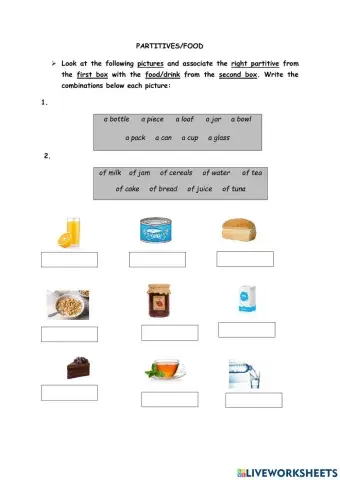 Partitives-food and drinks