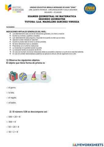 Evaluacion de matematica