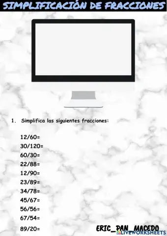 Simplificación de fracciones - Actividad Educativa