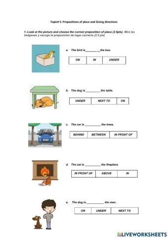 Topic 5: Prepositions of place and Giving directions