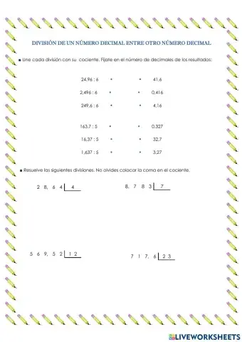 Divisiones con decimales
