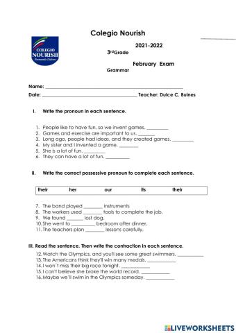 Grammar Exam February