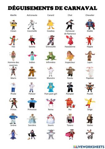 Déguisements de carnaval