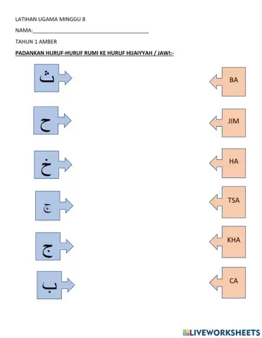 LATIHAN UGAMA TAHUN 1 MINGGU 8