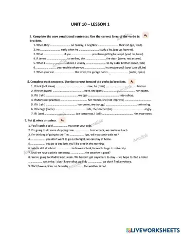 Zero and first conditional