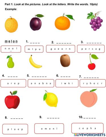 Part 1 b3 fruit