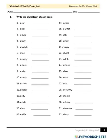 Like - likes- plurals