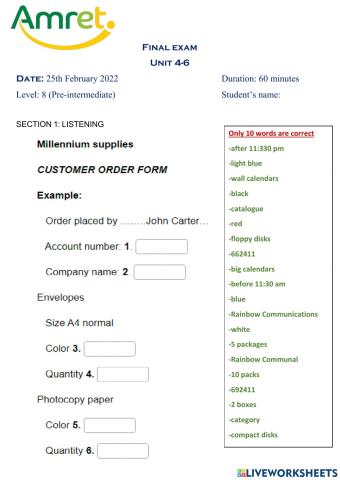Listening Answer Choice