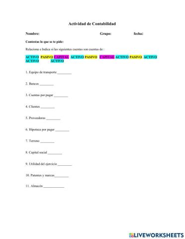 Corrección cuentas de activo, pasivo y capital