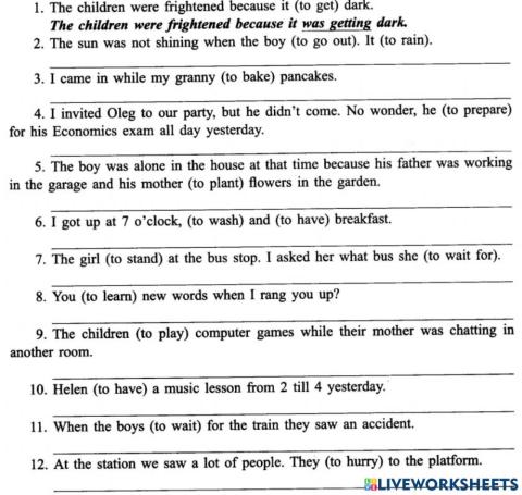 Past Simple - Past Continuous choose