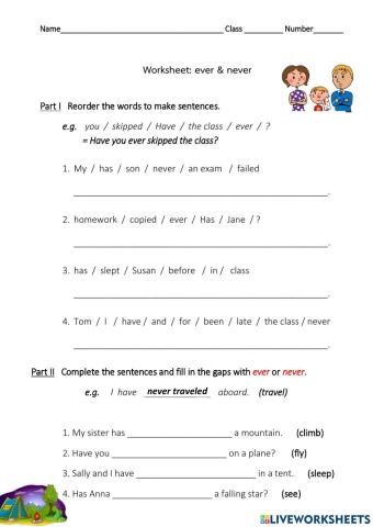 Present perfect with ever & never