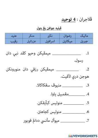 Pelajaran Tugas malaikat Tauhid djh 4