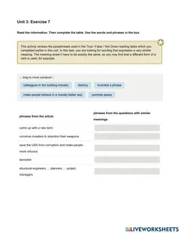 Mindset IELTS 3 - Grammar & Vocabulary Skills Modules - Unit 3 Ex7