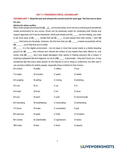 Day 11 Vocabulary check