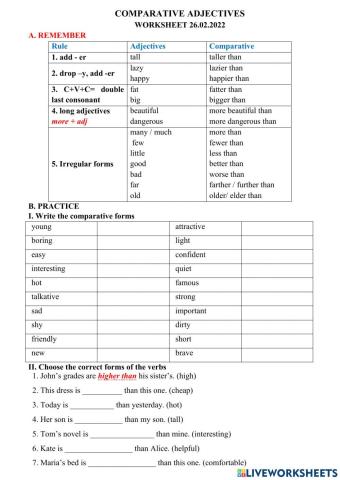 Adjective comparative