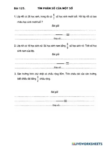Phiếu Bài tập B125