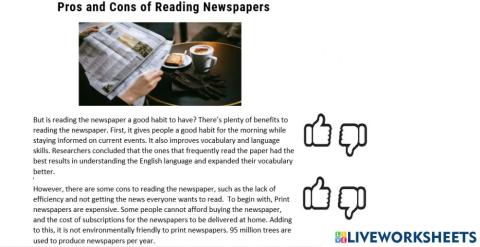 Newspaper pros cons