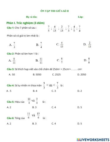 Ôn tập giữa kì 2