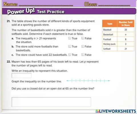 Writing and Graphing Inequalities