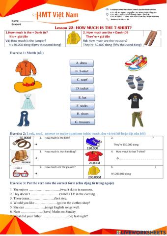 E4 how much is the T-shirt?