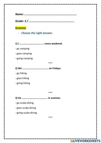 Different Activities