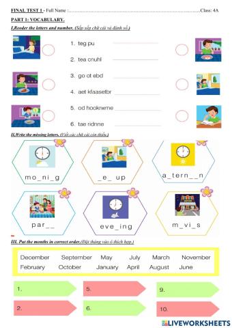 4A-Final test 1- Vocab&Grammar