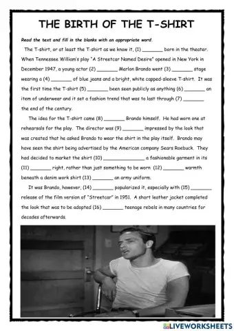 The Birth of the T-Shirt FCE Use of English