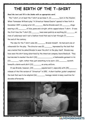 The Birth of the T-Shirt FCE Use of English