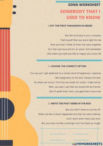 Song: Somebody I used to know