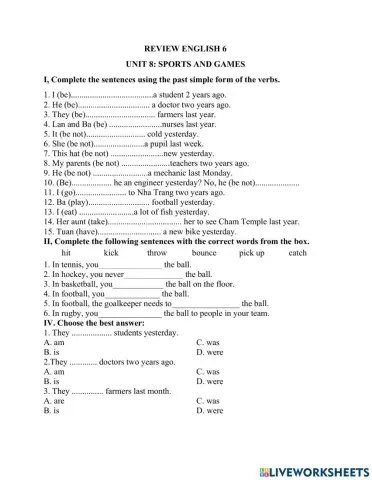 Unit 8: Sports and games