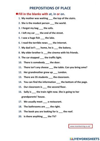 Prepositions of place