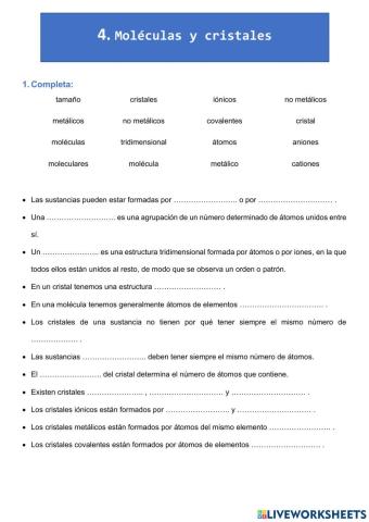 Moléculas y cristales