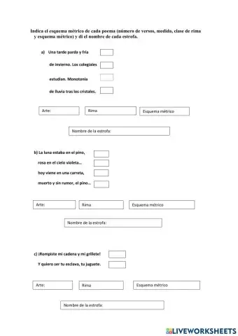 Análisis métrico de estrofas