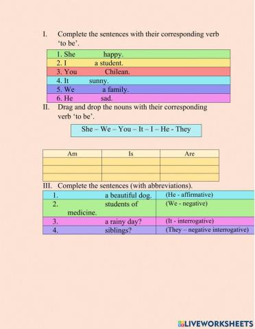 Present simple with verb to be