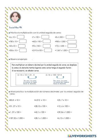Multiplicación por la unidad seguida de ceros