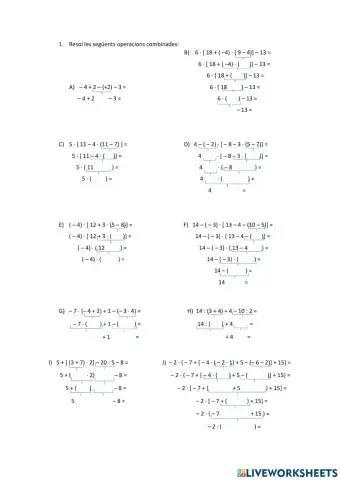 Operacions combinades amb nombres enters