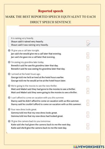 Tenses in reported speech