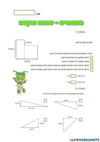 שטחים והיקפים