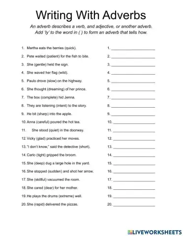 Writing with Adverbs (-ly)
