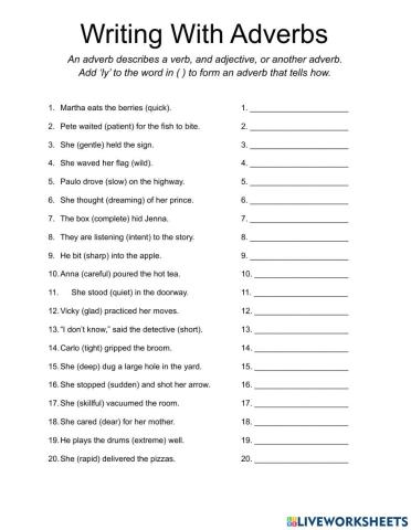 Writing with Adverbs (-ly)